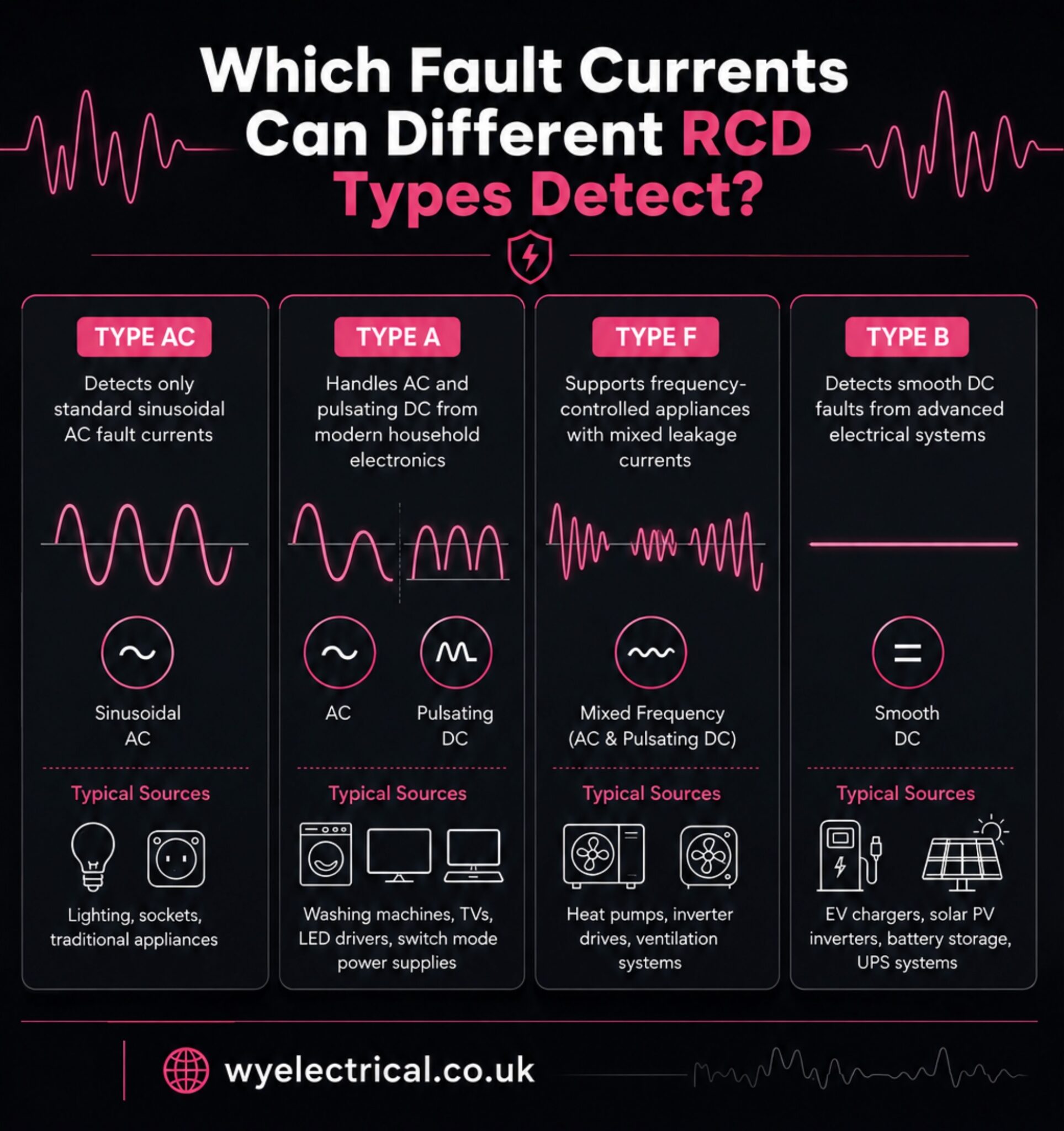 Rcd Table RCD Types Explained: Type AC, A, F and B (UK Guide)